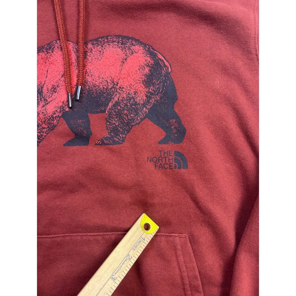 The North Face Mens Bear Graphic Pullover Hoodie Rust Red Size M